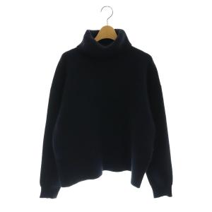 24AW ウォッシャブルファーリーダブルフェイスタートルニット セーター 長袖 ネイビー /DF OS