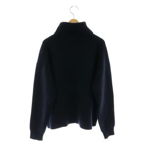 SLOBE IENA 24AW ウォッシャブルファーリーダブルフェイスタートルニット セーター 長袖 ネイビー /DF OS