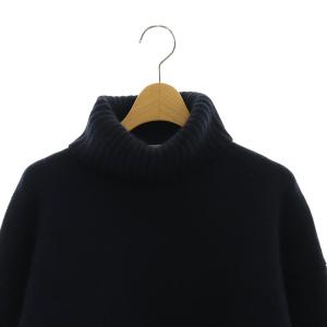 SLOBE IENA 24AW ウォッシャブルファーリーダブルフェイスタートルニット セーター 長袖 ネイビー /DF OS