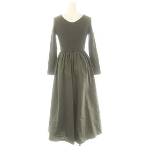 UNITED ARROWS フィット&フレアシルエット ワンピース ロング 長袖 36 カーキ