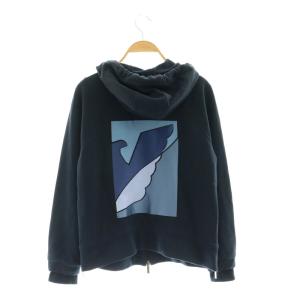 ジップアップパーカー バックプリント 36 ネイビー 青 水色 /CX OS