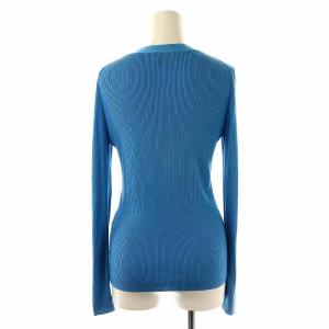 UNITED ARROWS シルクリブ Vネック カーディガン ニット 長袖 絹 青 ブルー