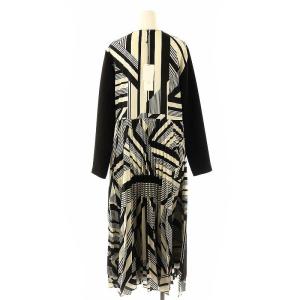 ADORE ジオメバイヤスプリントワンピース ロング丈 長袖 36 黒 ブラック