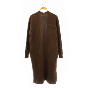 L'Appartement Rib Long カーディガン ニット ロング カシミヤ混 ダークブラウン /ES OS