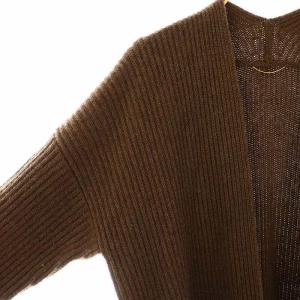 L'Appartement Rib Long カーディガン ニット ロング カシミヤ混 ダークブラウン /ES OS