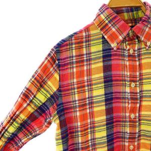 RALPH LAUREN チェック ボタンダウンシャツ 長袖 スタンドカラー XS マルチカラー