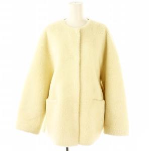 23AW コクーンシルエットショート丈ボアコート アウター ノーカラー 0 白 /HK OS