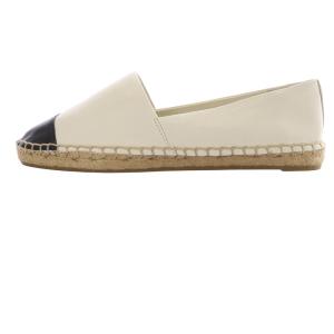 TORY BURCH エスパードリーユ フラットシューズ レザー 6 23cm 白 ホワイト 黒 ブラック /SR33