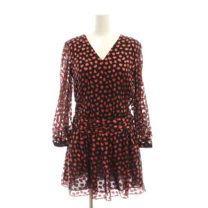 ハート Vネックブラウス チュニック シアー  0 黒 ブラック 赤 レッド