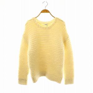 タグ付き ウールローゲージチャンキーニット セーター クルーネック 長袖 ウール 38 オフホワイト /KO