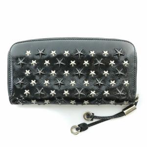 JIMMY CHOO 長財布 ロングウォレット ラウンドファスナー スタースタッズ 星 レザー 黒 ブラック