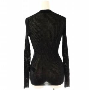 L'Appartement 24SS Cotton Nylon Sheer Rib Knit ニット カットソー シアー 長袖 黒