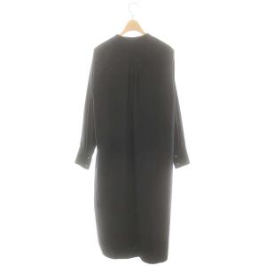 TICCA ヘリンボーン柄 ウール ノーカラースリットP/O ワンピース ロング 長袖 F ダークネイビー