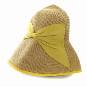 麦わら帽子 ストローハット リボン ベージュ 黄色 イエロー /BB OF