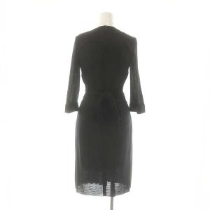 LOUIS VUITTON ウール混ベルテッドプリーツワンピース 34 ブラック