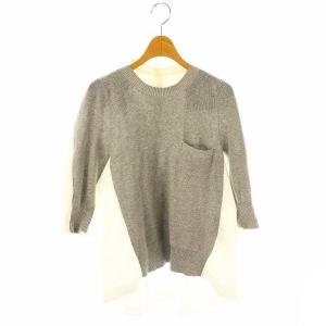 SCW-014 ニット 切替 カットソー シャツ 五分袖 2 グレー ホワイト /ES OS