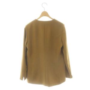 INDIVI ストレッチ ノーカラージャケット 36 マスタード /DF OS