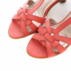 GINZA Kanematsu サンダル ヒール ストラップ レザー 25cm 赤 レッド /AS OS