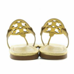 TORY BURCH トングサンダル ビーチサンダル フラット ロゴ レザー 6M ゴールド色 /BB OF