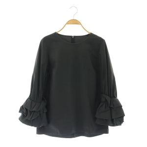 ベルスリーブ ブラウス プルオーバー 九分袖 チャコール