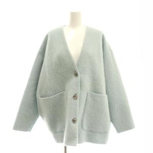 23AW ウールモヘヤ混シャギーノーカラージャケット オーバーサイズ F ライトブルー /HK OS