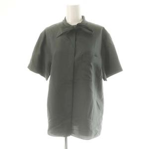 24SS フラットシルク Flat Silk ショートスリーブボウタイシャツ半袖 フロントボタン S カーキ