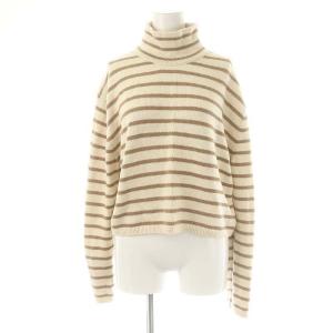 23AW CLEAN COTTONCASH CROPPED ST PO ボーダーハイネックニット セーター カシミヤ混 S