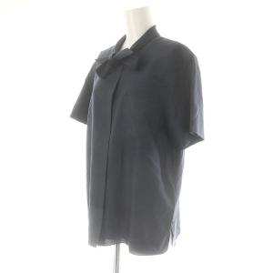 Theory Project 24SS Flat Silk WS401 ショートスリーブボウタイシャツ 半袖 S ネイビー