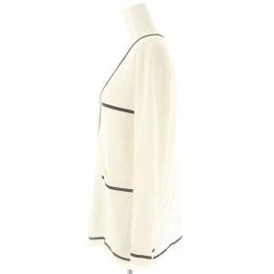Theory コンパクトコントラストカーディ COMPACT CONTRAST CARDI カーディガン 長袖 Vネック S 白 ホワイト