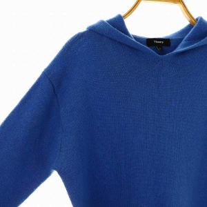 Theory 23AW LANA CASH SLIM HOODIE ニット パーカー 長袖 カシミヤ S 青