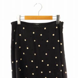Theory SQUARE SILK VOLUME SKIRT FL フレアスカート ロング シルク 2 ブラック ベージュ