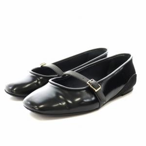 24SS Calf WF406 メリージェーン パンプス スクエアトゥ レザー 37 黒 ブラック 14-4160002