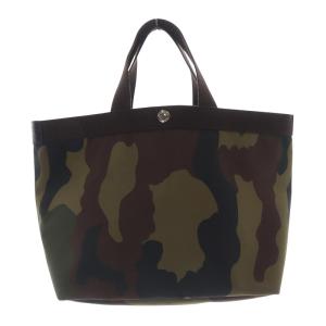 迷彩 カモフラ ナイロン 舟形トートバッグ M ハンドバッグ カーキ 緑 茶色 ブラウン /SR1
