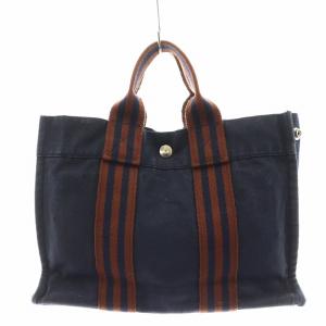 HERMES フールトゥPM ハンドバッグ トートバッグ キャンバス 紺 ネイビー /AN3 OH OF