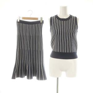 セットアップ ストライプニット ノースリーブ マーメイドスカート XS ネイビー ホワイト /DF OS