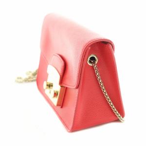 FURLA ショルダーバッグ メトロポリス チェーンショルダー フェイクレザー 赤 レッド OS