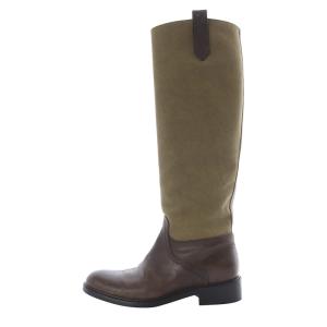 レザー 切替 ロングブーツ 35.5 ブラウン