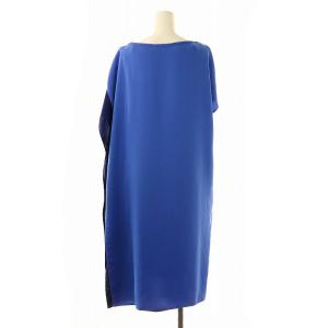 ADORE ライトジョーゼットワンピース バイカラー 38 青 水色