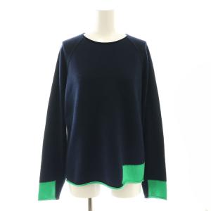 スコットランドカシミヤ クルーネックプルオーバー ニット 長袖 F ネイビー グリーン /DF OS
