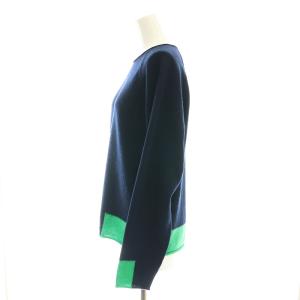 GALERIE VIE スコットランドカシミヤ クルーネックプルオーバー ニット 長袖 F ネイビー グリーン /DF OS