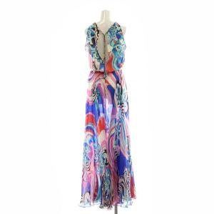 Emilio Pucci ノースリーブワンピース  ロング マキシ丈 シルク 総柄 38 ミックスカラー