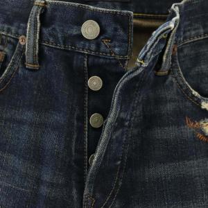 POLO RALPH LAUREN デニムパンツ ジーンズ ダメージ加工 パッチワーク ボタンフライ 28 30 インディゴブルー /KO