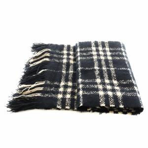 BURBERRY マフラー フリンジ チェック柄 ブラック