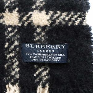 BURBERRY マフラー フリンジ チェック柄 ブラック