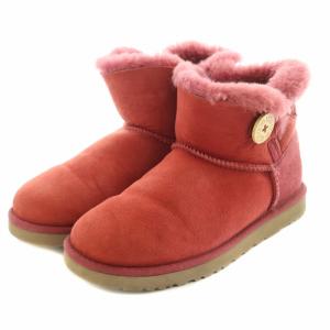 ショートブーツ ムートン スウェード 赤 レッド 24cm F19013G OS