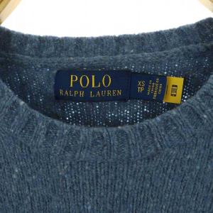 POLO RALPH LAUREN ニット セーター 長袖 ロングスリーブ クルーネック ポニー刺繍 XS ブルー /MY OS