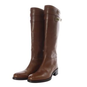 ラウンドトウベルテッドロングブーツ 35.5 ブラウン