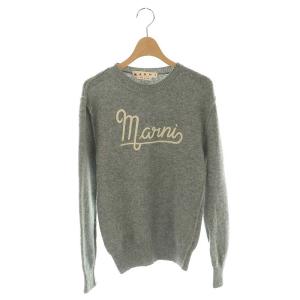 ウール ロゴ刺繍 ニット セーター 長袖 36 グレー /DF OS
