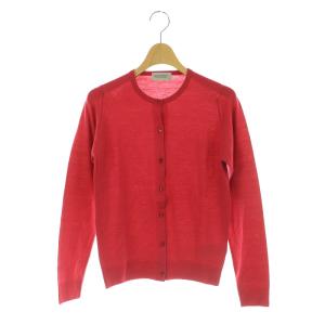 JOHN SMEDLEY ウール クルーネックカーディガン 長袖 ニット S レッド /MY OS