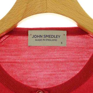 JOHN SMEDLEY ウール クルーネックカーディガン 長袖 ニット S レッド /MY OS